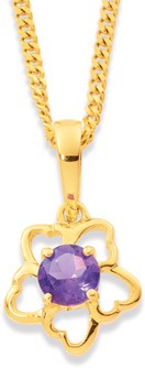 9ct Amethyst Flower Pendant
