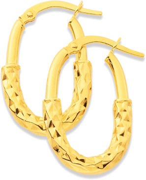 9ct, Diamond Cut Hoops