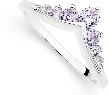 Sterling Silver Lavender Cubic Zirconia Tiara Style V Ring