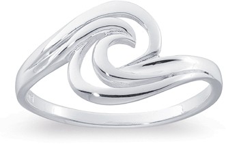 Sterling Silver Wave Ring Size S