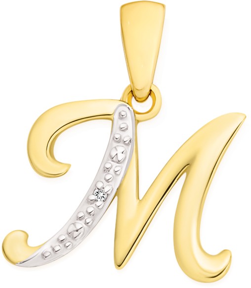 9ct, Diamond Initial M Pendant