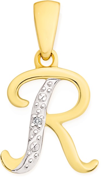 9ct, Diamond Initial R Pendant