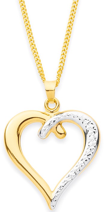9ct Two Tone Heart Pendant