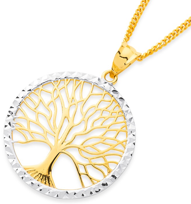 9ct Two Tone Tree of Life Pendant
