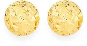 9ct 4mm Diamond-Cut Button Stud Earrings