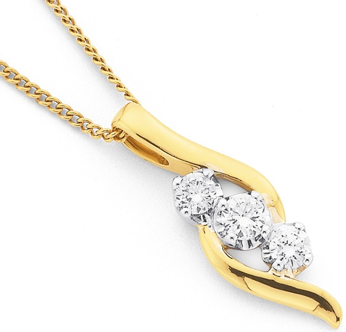 18ct 3 Stone Diamond Pendant