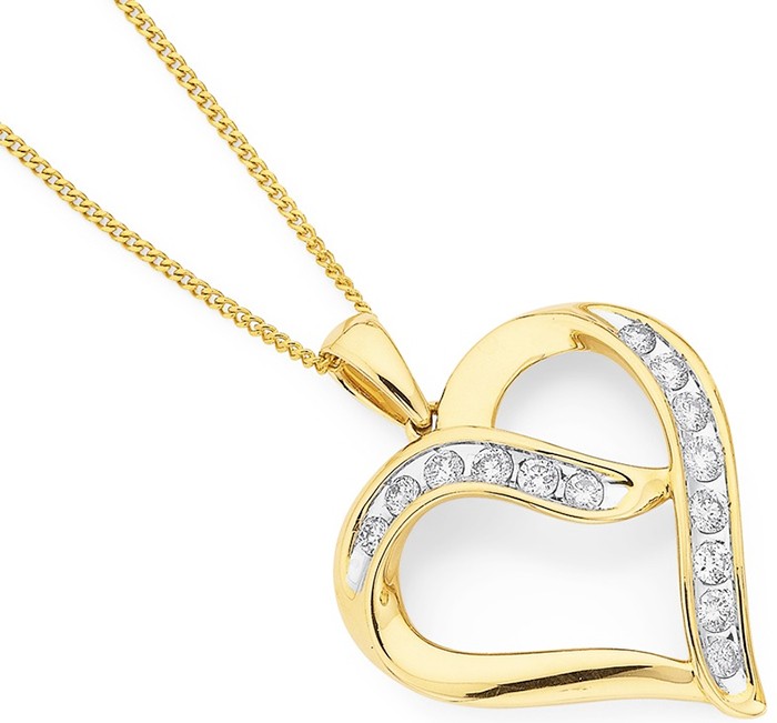 9ct, Diamond Set Heart Pendant