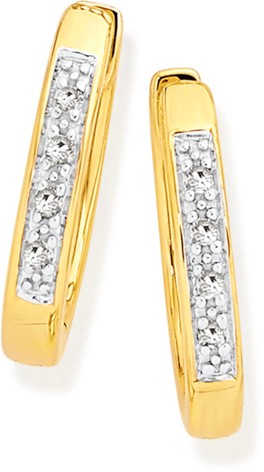 9ct, Diamond Pave Huggie Earrings