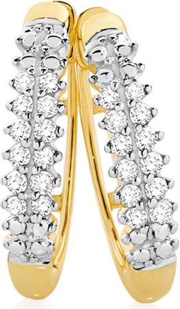 9ct, Diamond Pave Huggie Earrings