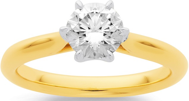 14ct Solitaire Element Lab Diamond Ring with 6 Claws