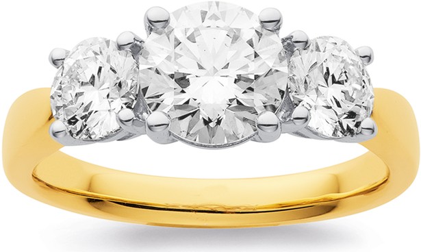 14ct Element Lab Diamond 3 Stone Ring