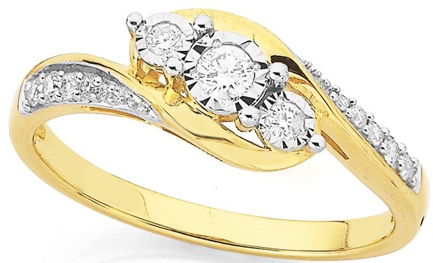 9ct, Diamond Set Ring