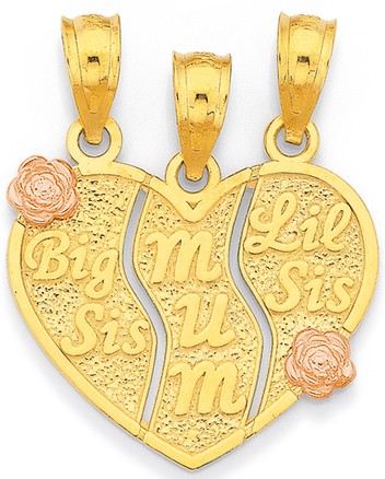 19ct, 'Big Sis, Mum, Lil Sis' Share Pendant
