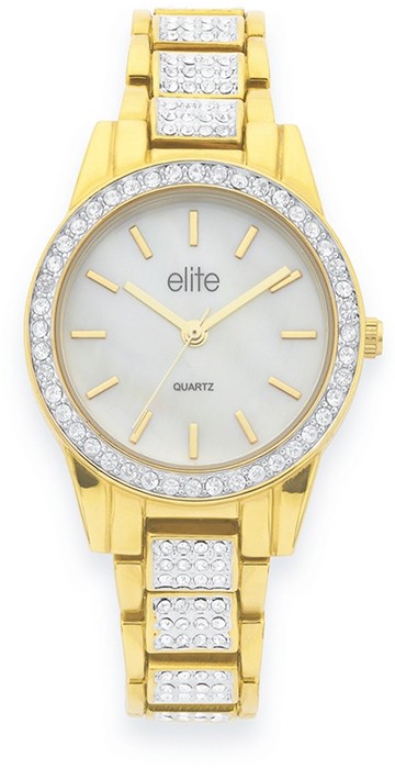 Elite Ladies Gold Tone Stone Set Watch