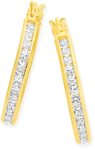 9ct Cubic Zirconia Hoop Earrings