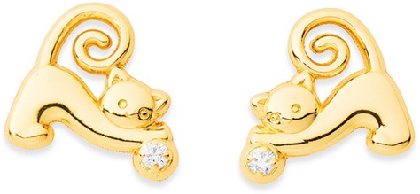 9ct Cat Stud Earrings