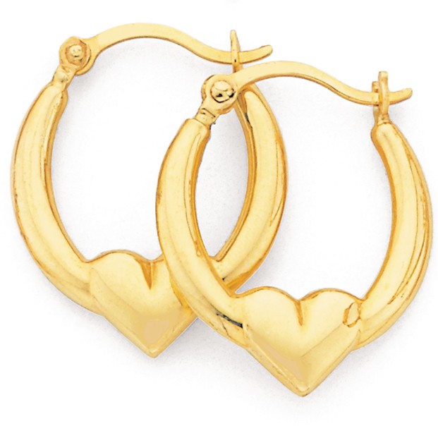 9ct 10mm Heart Creole Earrings