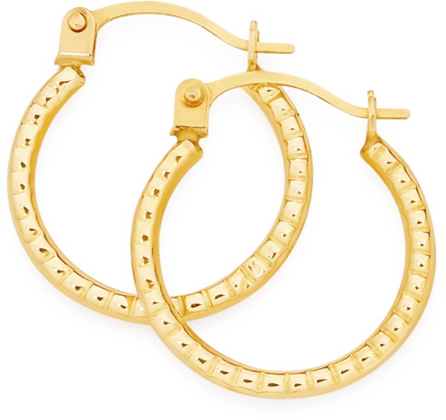 9ct 10mm Beaded Hoop Earrings