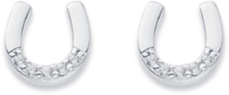 Sterling Silver Cubic Zirconia Horseshoe Studs