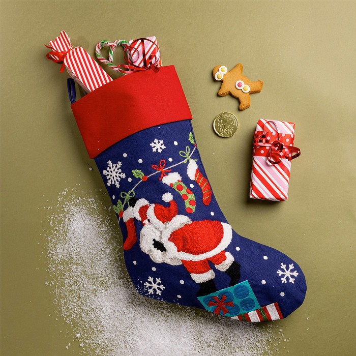 Christmas Wishes Embroidered Santa Stocking