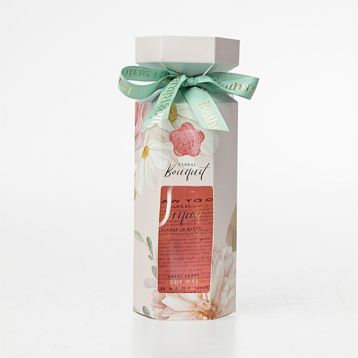 Floral Bouquet Summer In Bloom Body Wash & Bath Puff Set