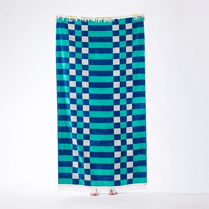 Seaside Supplies Double Jacquard Velour Beach Towel Check 100x180cm