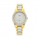 Elite-Ladies-Gold-Tone-Stone-Set-Watch Sale