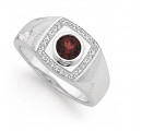 Sterling-Silver-Gents-Cubic-Zirconia-Garnet-Signet-Ring-Size-U Sale