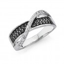 Sterling-Silver-Black-White-Cubic-Zirconia-Twist-Ring Sale