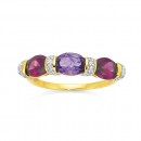 9ct-Rhodolite-Garnet-Amethyst-Diamond-Ring Sale