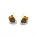 9ct-Smoky-Quartz-Citrine-Diamond-Earrings Sale