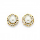 9ct-Feshwater-Pearl-Diamond-Studs Sale