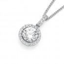 Sterling-Silver-Cubic-Zirconia-Halo-Pendant Sale