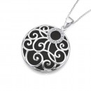 Sterling-Silver-Onyx-Cubic-Zirconia-Pendant Sale