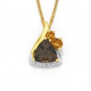 9ct-Smoky-Quartz-Citrine-Diamond-Pendant Sale