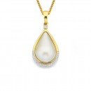 9ct-Freshwater-Pearl-Diamond-Pendant Sale