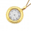 9ct-Two-Tone-Diamond-Set-Latice-Circle-Pendant Sale