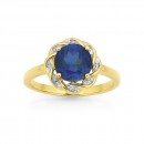 9ct-Created-Sapphire-Diamond-Ring Sale