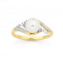 9ct-Freshwater-Pearl-Diamond-Ring Sale