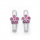 Sterling-Silver-Pink-Enamel-Flower-Huggies Sale