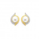 9ct-Freshwater-Pearl-Diamond-Studs Sale