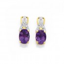 9ct-Gold-Amethyst-Diamond-Earrings Sale