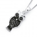 Sterling-Silver-Black-Cubic-Zirconia-Owl-Pendant Sale