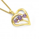 9ct-Amethyst-Diamond-Trilogy-Heart-Swirl-Pendant Sale