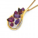 9ct-Amethyst-Garnet-Diamond-Pendant Sale