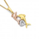 9ct-Tri-Tone-Diamond-Set-Dolphin-Pendant Sale