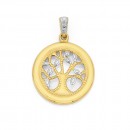 9ct-Two-Tone-Diamond-Bail-Tree-Of-Life-Circle-Pendant Sale