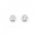 Cubic-Zirconia-Hexagon-Studs-in-Silver Sale