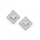 Sterling-Silver-Cubic-Zirconia-Square-Fancy-Studs Sale