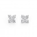 Sterling-Silver-Cubic-Zirconia-Flower-Studs Sale